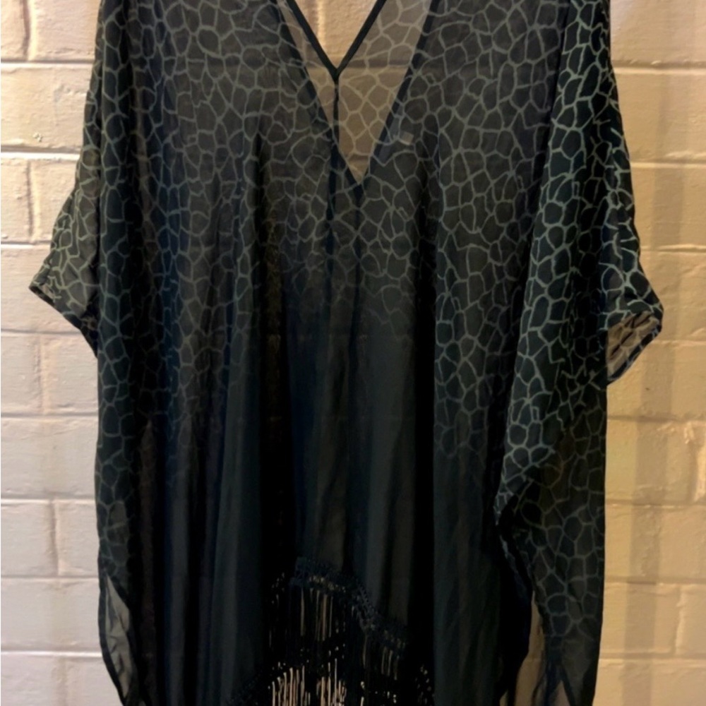 Victoria's Secret Black Sheer Poncho with Pattern